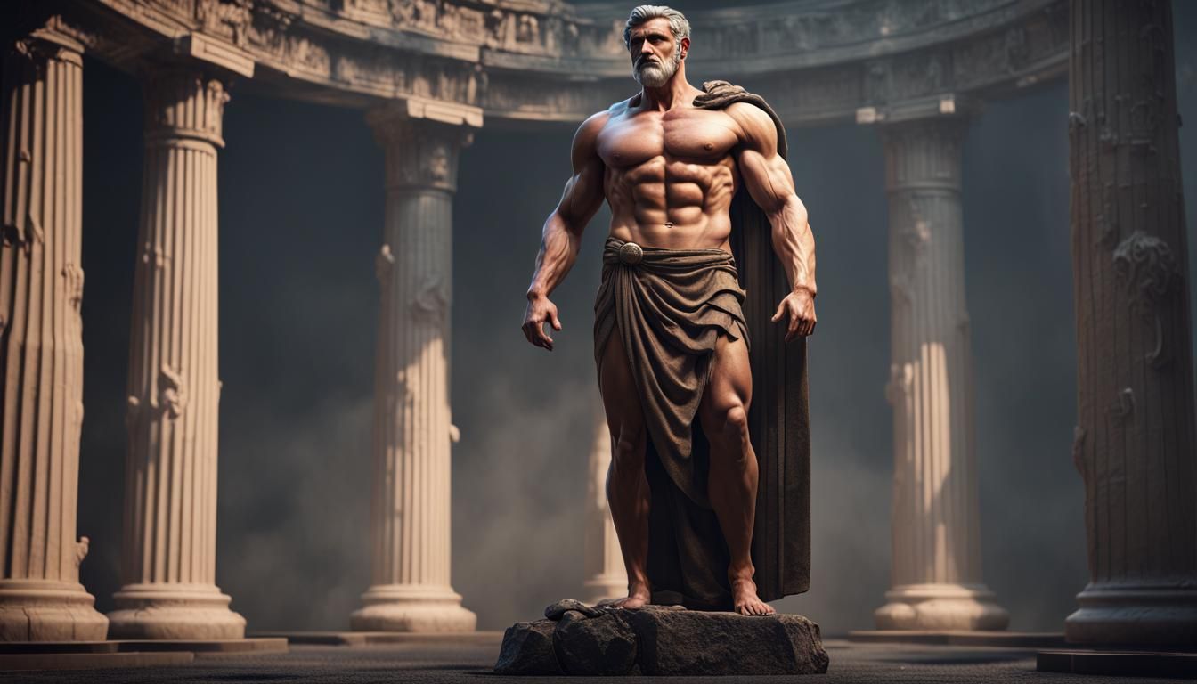 Stoic Man Sculpture in Ancient Greece Style