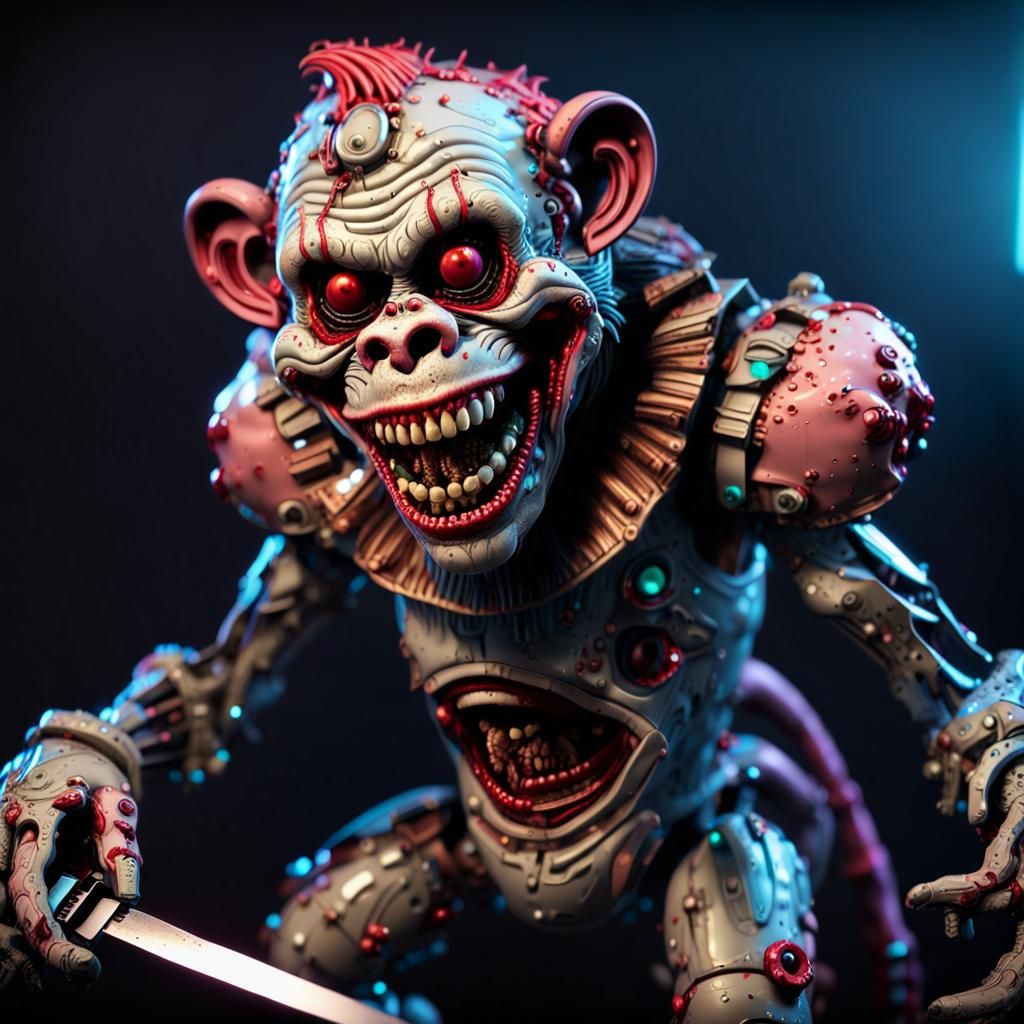 Cyberpunk Zombie Monkey Clown Toy Mech