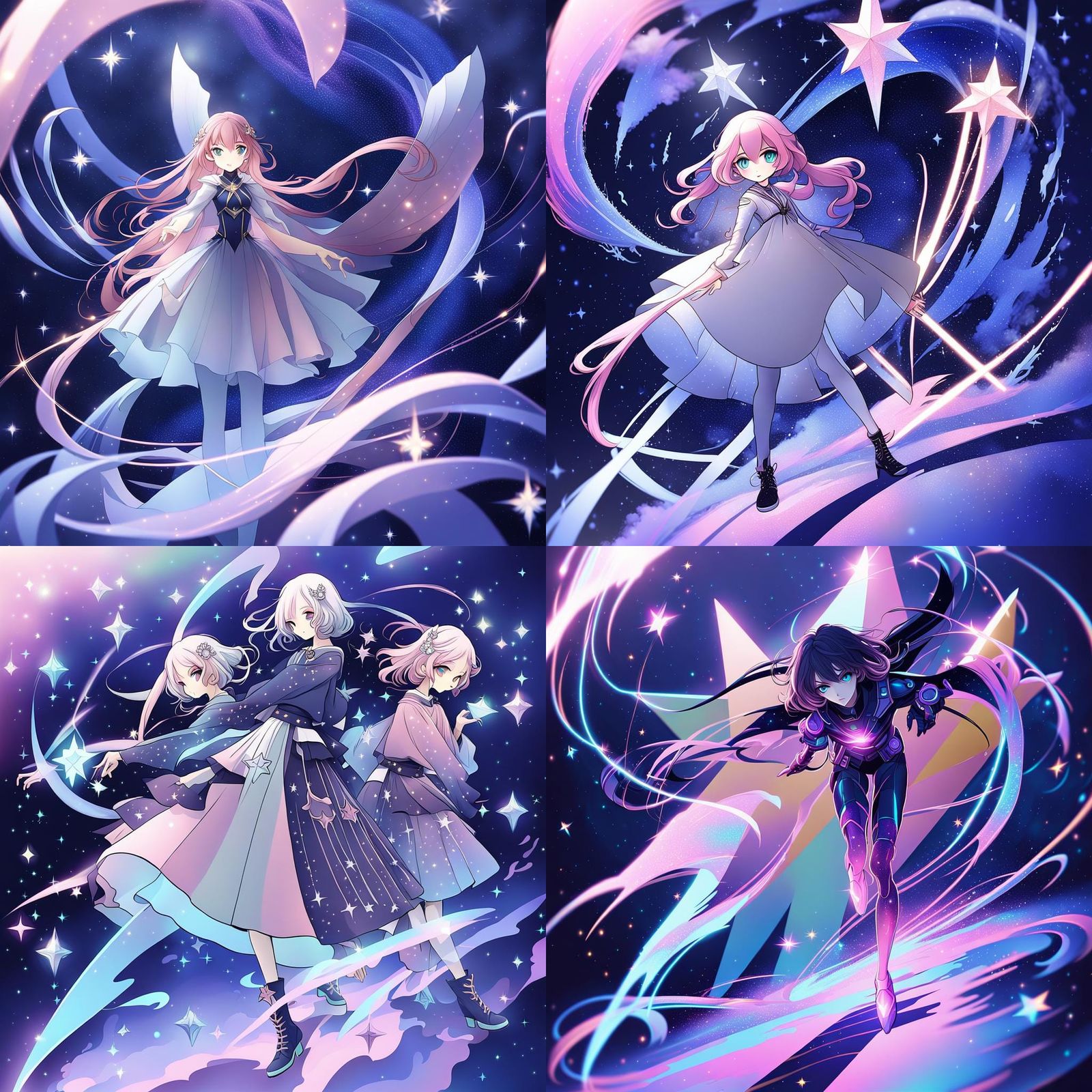 Star-Themed Anime Girl in Cel-Shaded Style