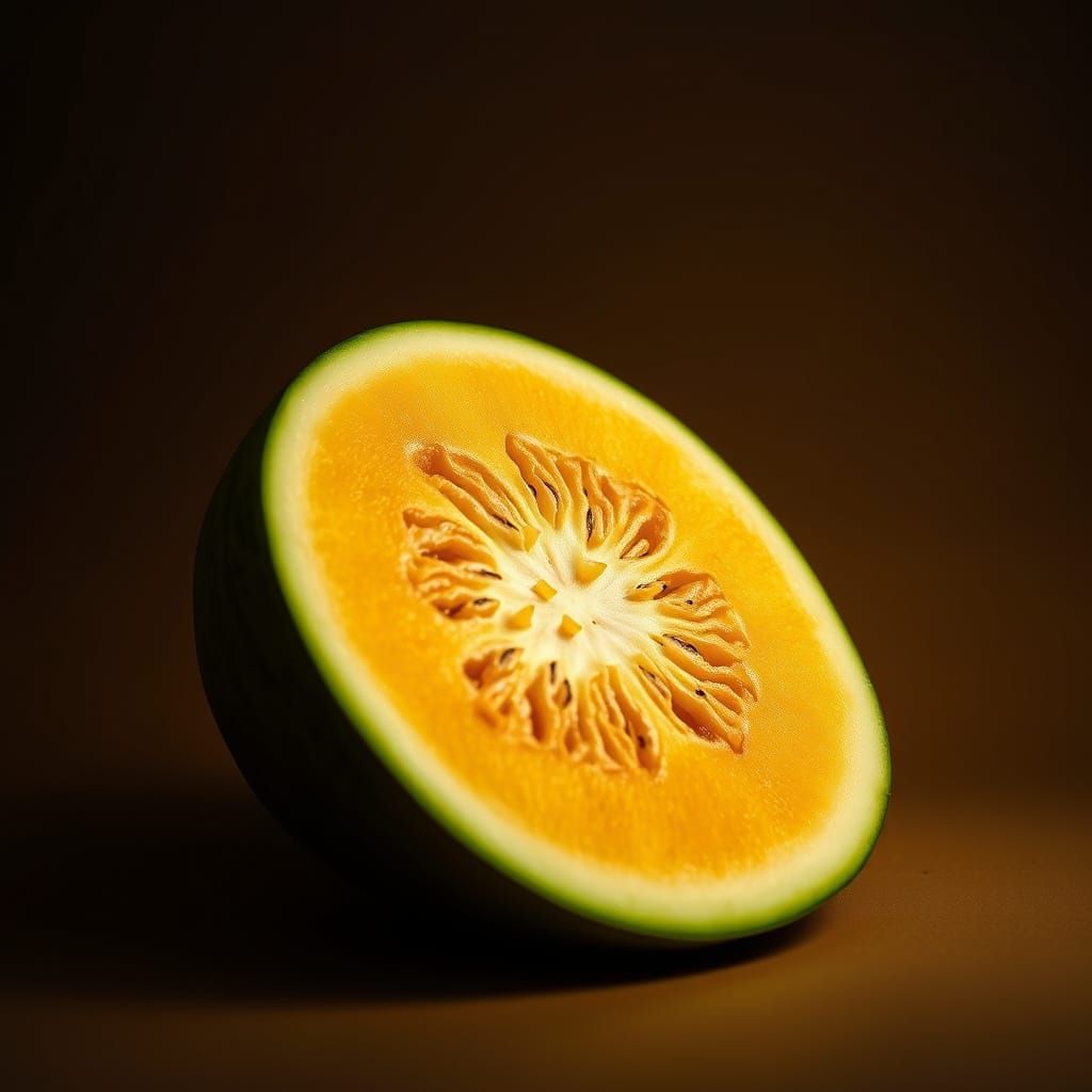 Hyperrealistic Watermelon Still Life in Golden Hues