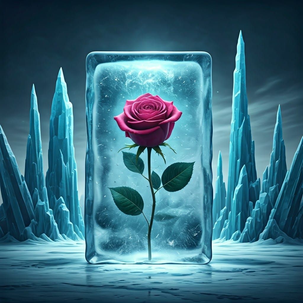 Plum Rose Frozen in Arctic Ice