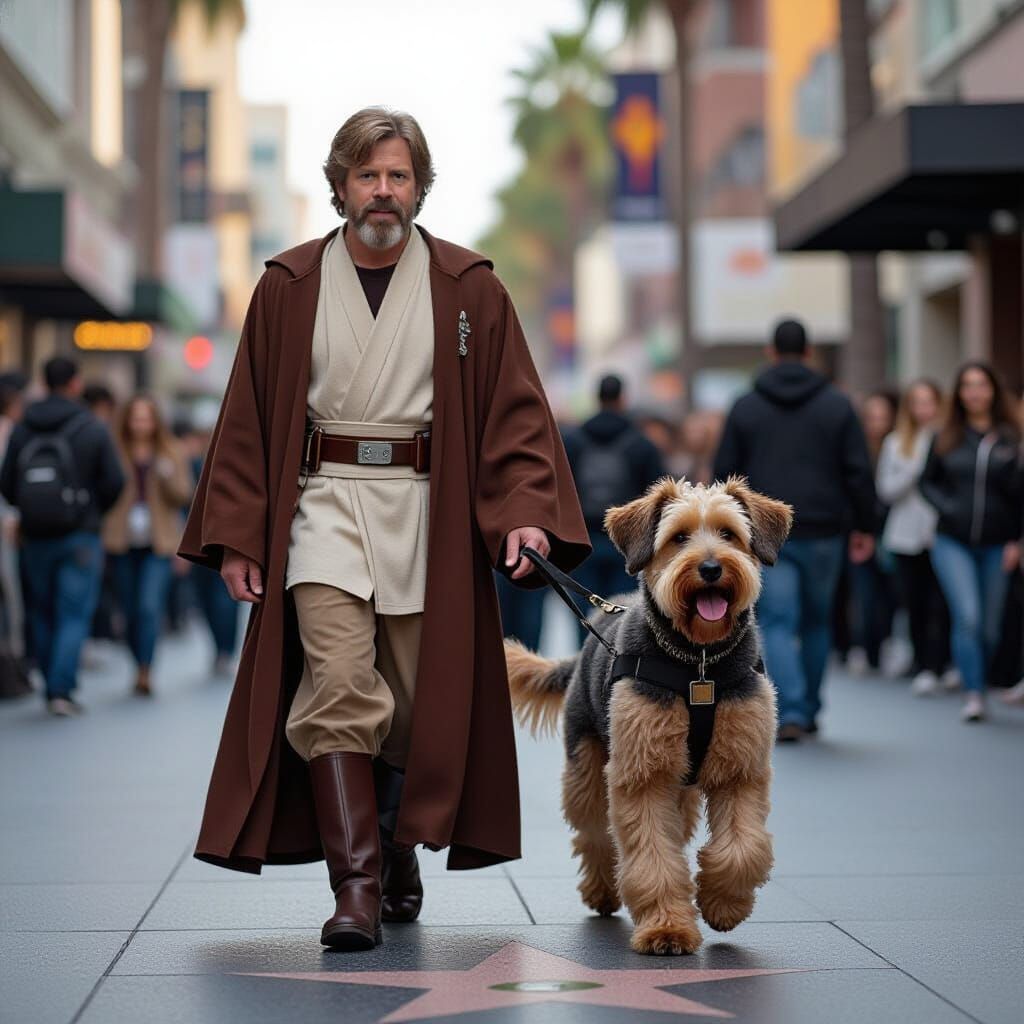 Jedi Walks Airedale on Hollywood Walk of Fame