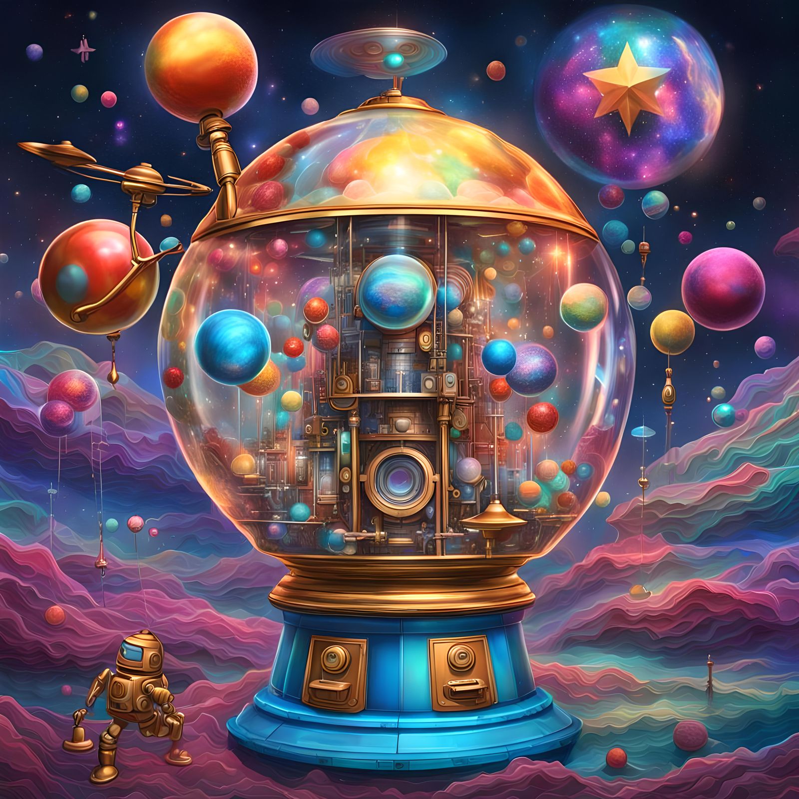 Bassoon Gumball Machine: Holographic Cosmic Illustration