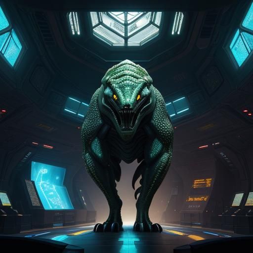 Alien Creature Breaks into Spaceship Control Room