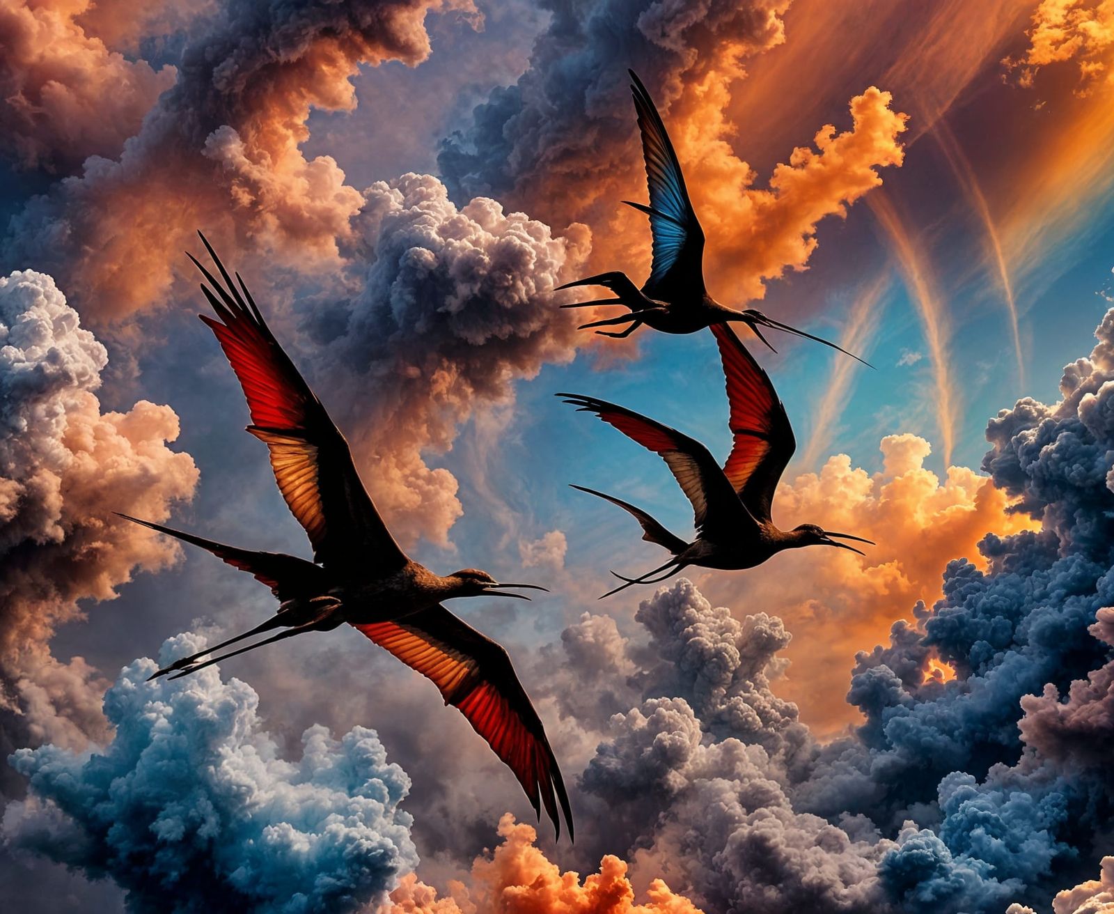 Pterodactyls Emerge from a Surreal Landscape