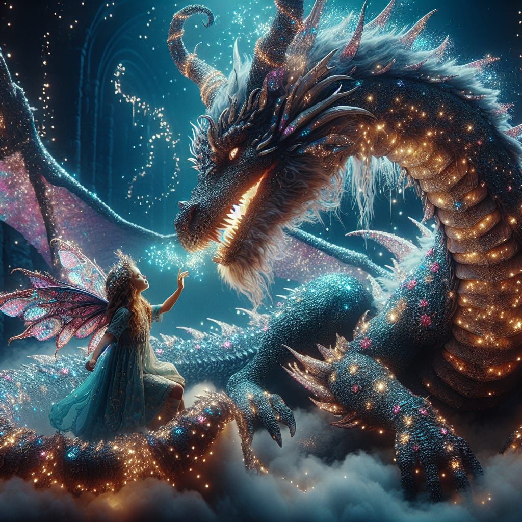 Sparkle Dragon and Fantasy Girl: Loving Moments