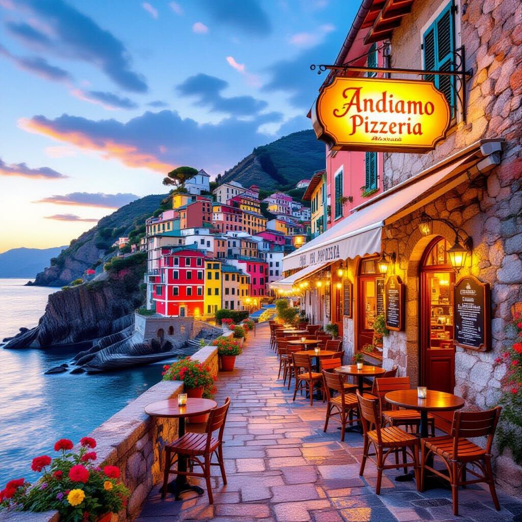 Cinque Terre Italy Golden Hour Scenic View
