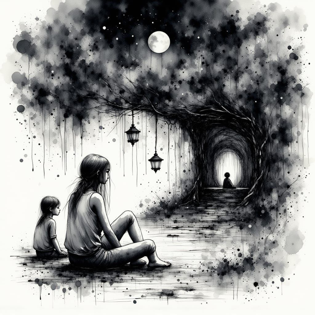 Woman Crying at Window in Heavy Rain