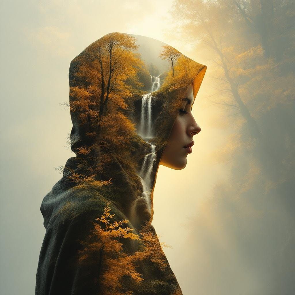 Surreal Forest Spirit Double Exposure Art
