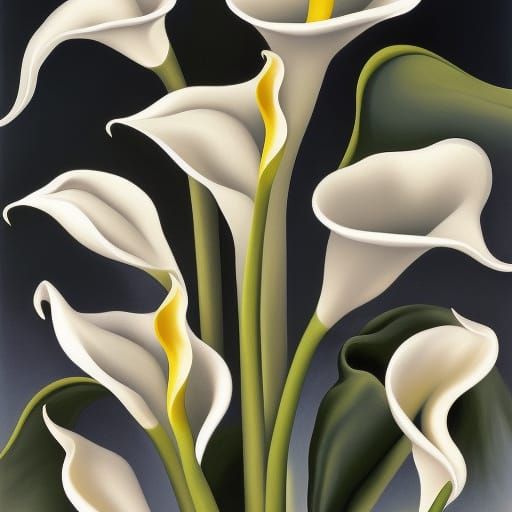 Calla Lilies Painting in O'Keeffe Style