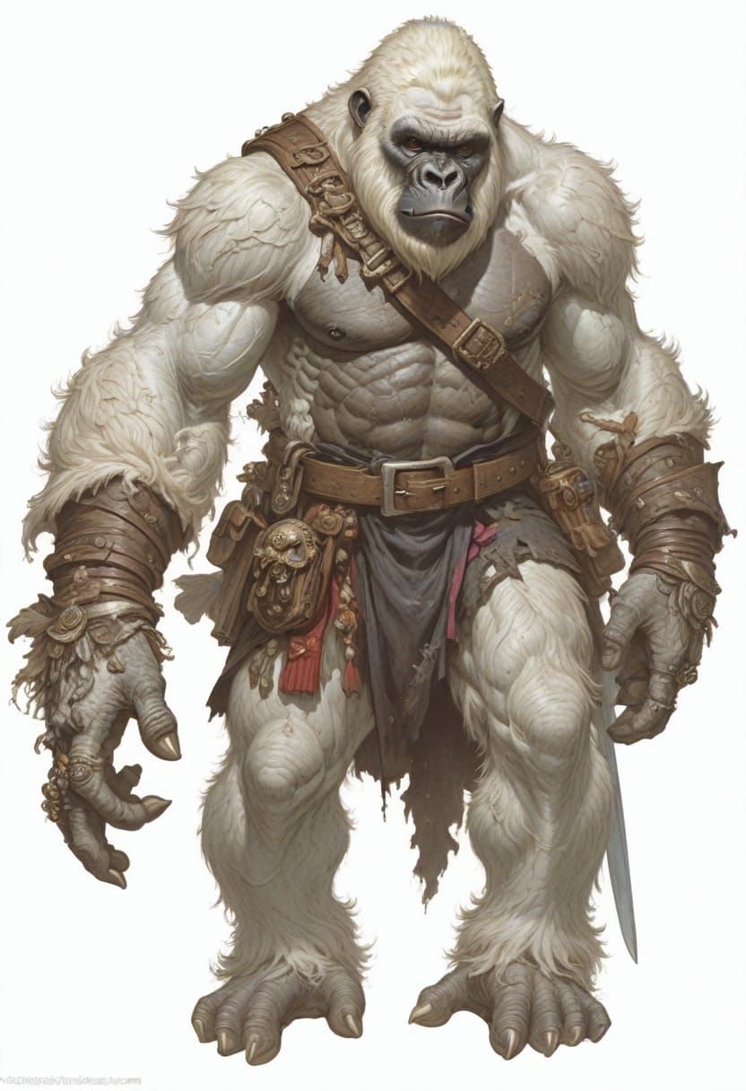 Albino Gorilla Pirate RPG Character in Vivid Colors