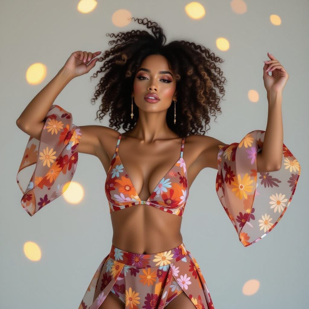 Sound-Reactive Fabric Dance: Fine Art Portrait