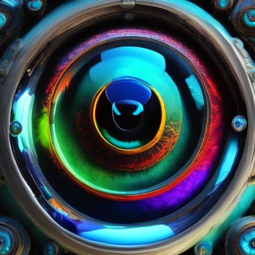 Surreal Mouth and Eye in Electric Blue and Pale Green