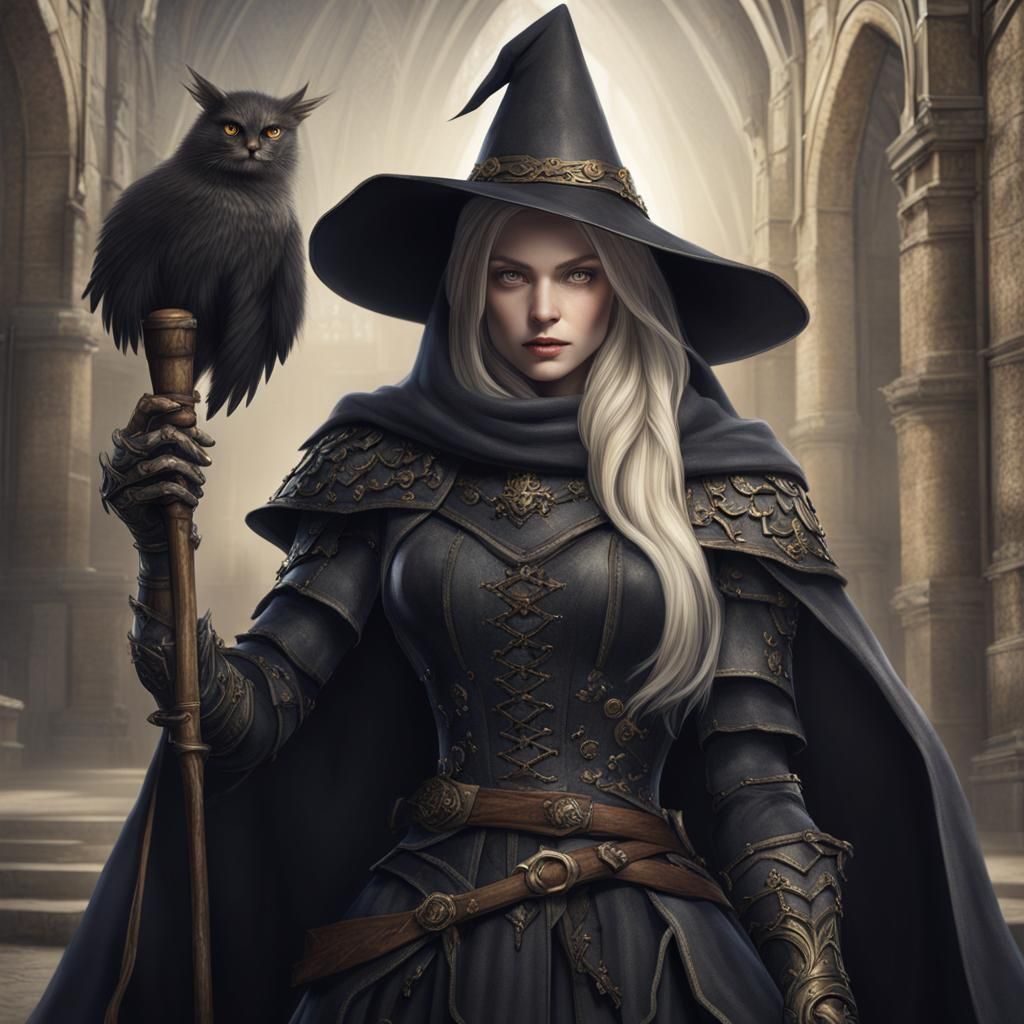 Beautiful Medieval Witch in Gothic Style
