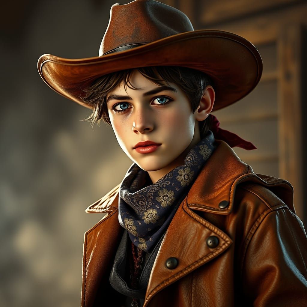 Wild West Teenage Boy Portrait in Artgerm Style