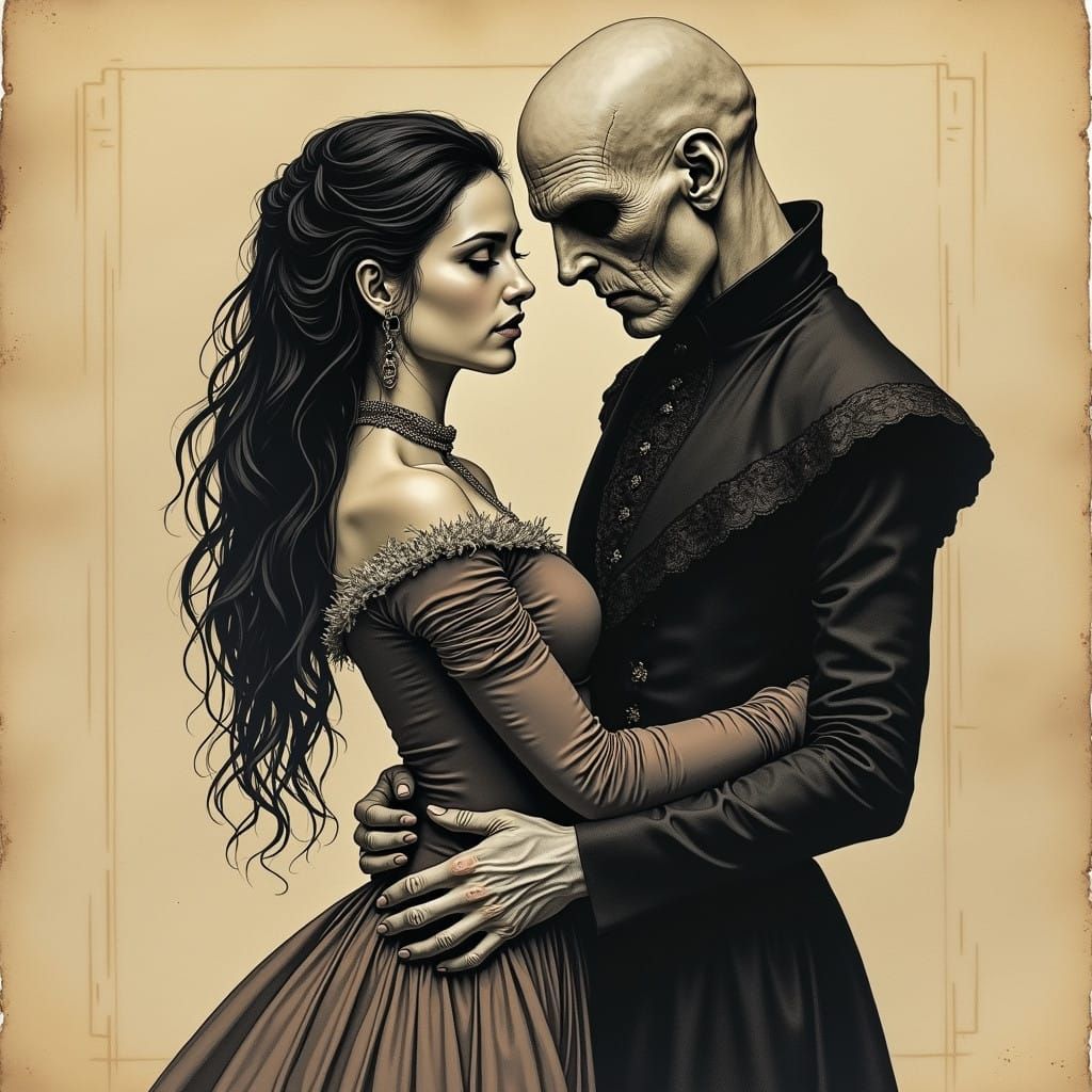 Grotesque Nosferatu in Victorian Era Renaissance Art