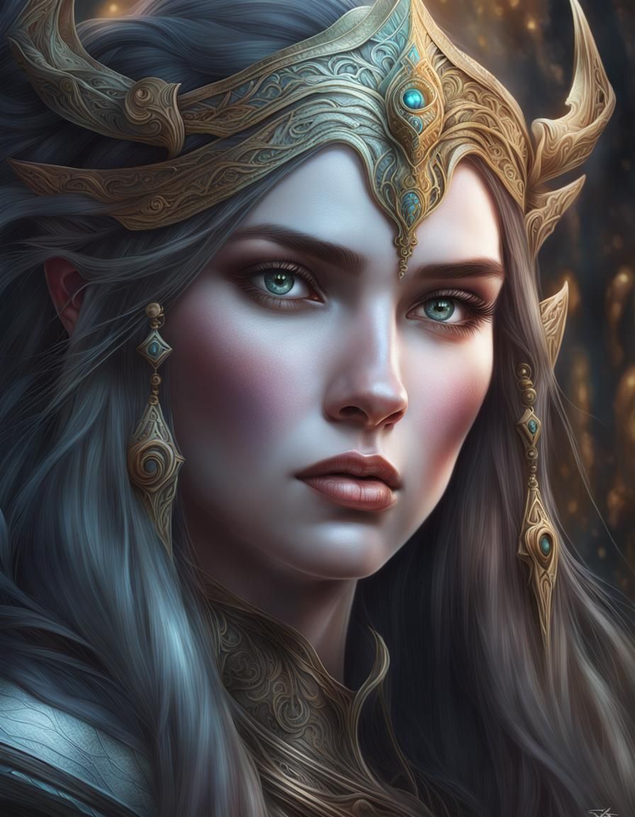 Sinister Goddess Portrait: Digital Illustration in 8k