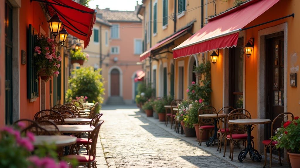 Charming Italian Village Street Scene