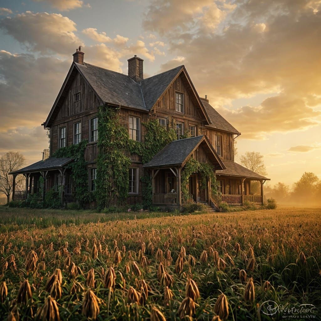 Haunted Farmhouse at Harvest Time
