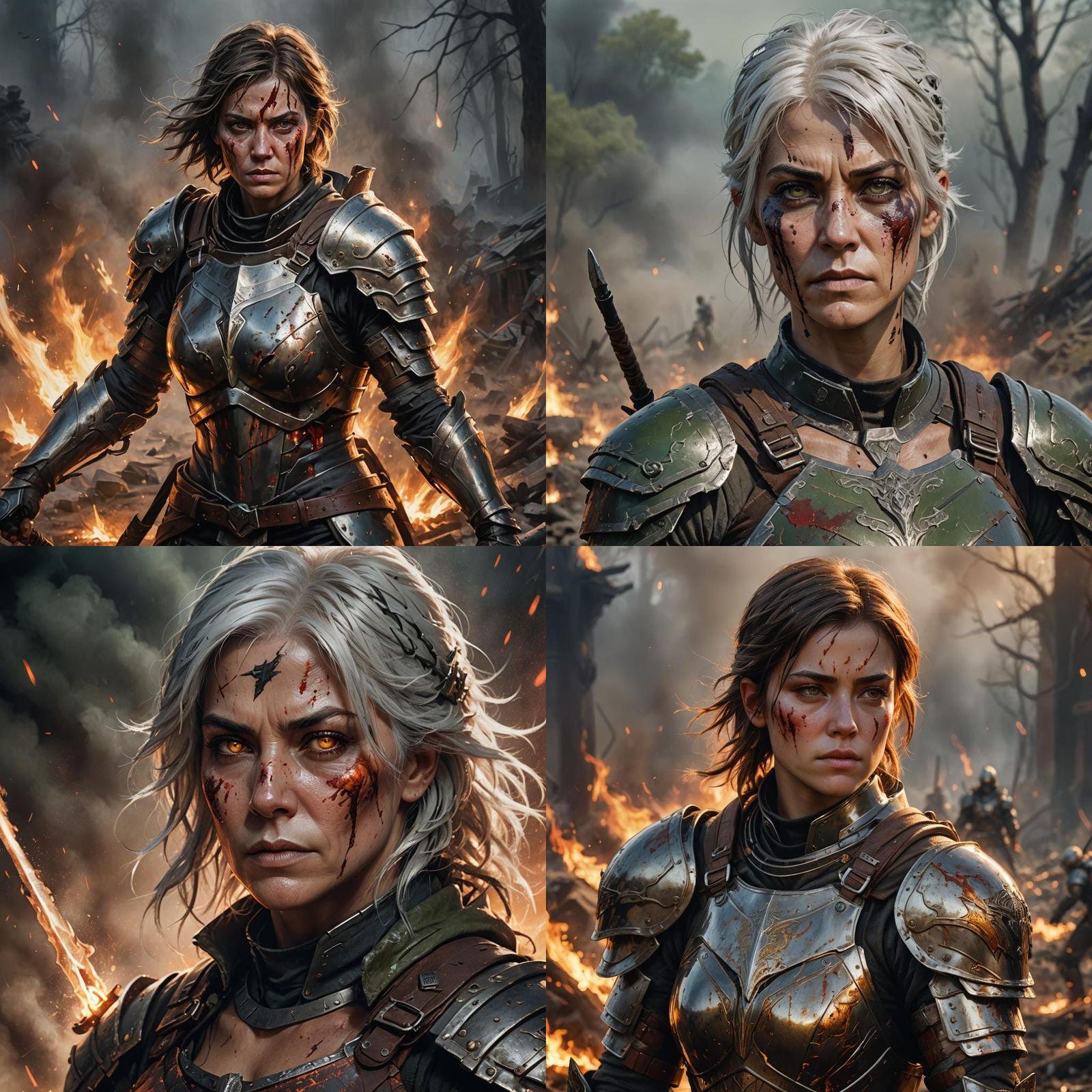 Fierce Female Warrior After Battle: Hyperrealistic Portrait