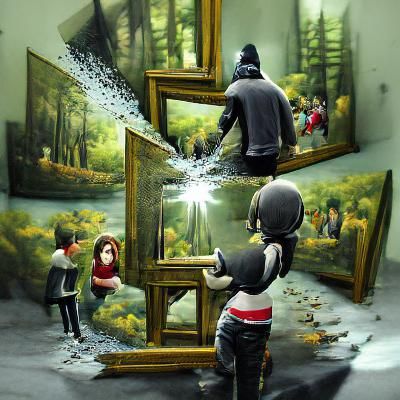 Warped Reality: A Banksy-Inspired Mirror Dimension