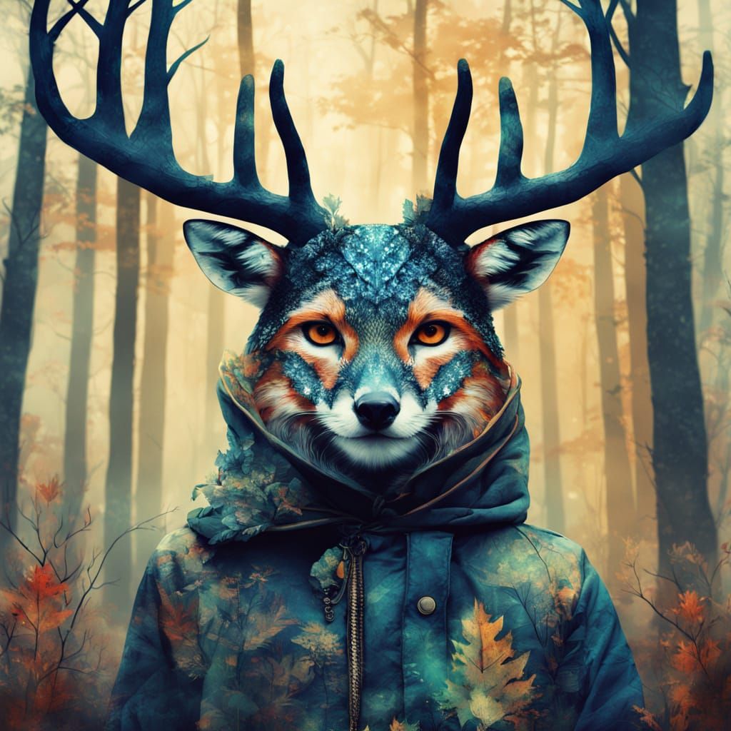 Fashionable Forest Creatures Pose in Double Exposure Wonderl...
