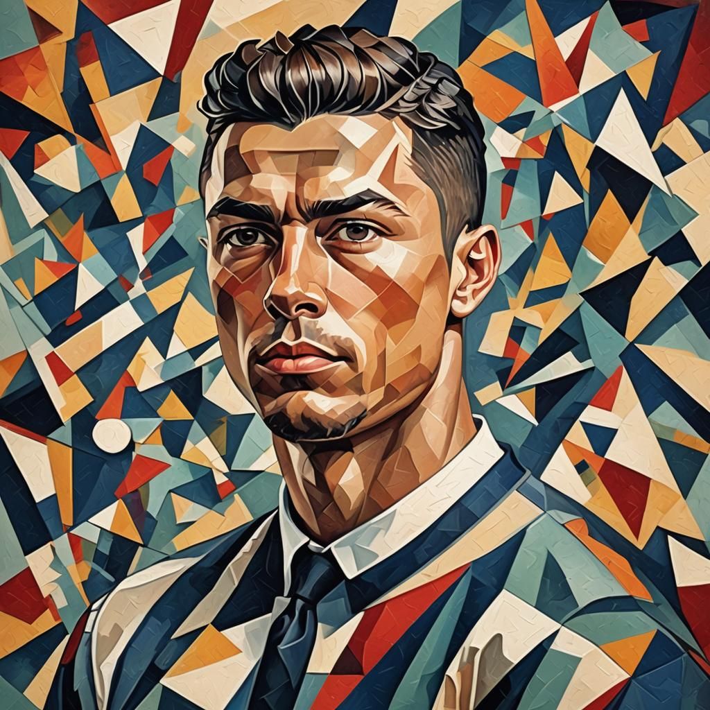 Ronaldo as Cubist Geometric Art Deco Painting