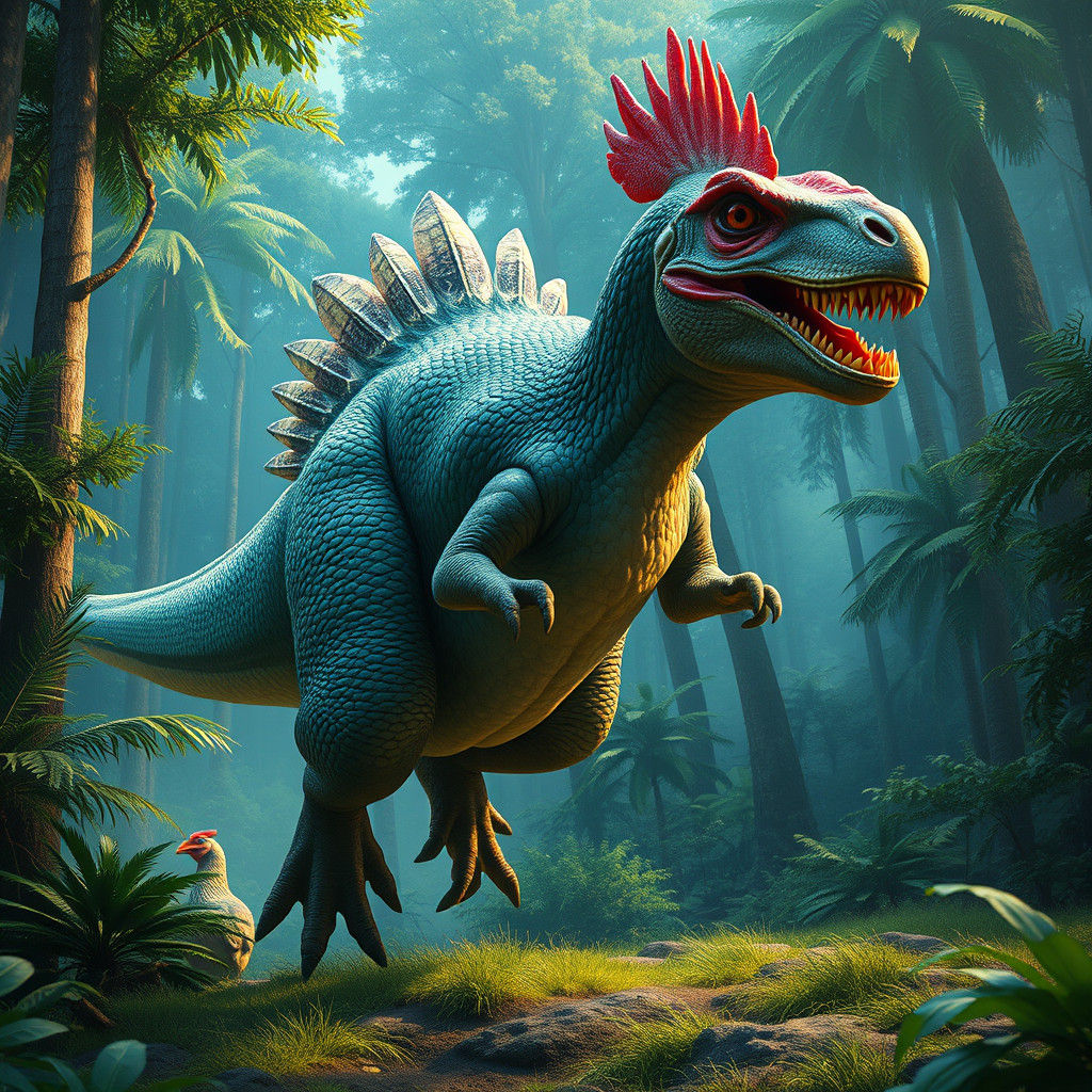 Chicken T-Rex Hybrid Sprints Through Fantasy Forest