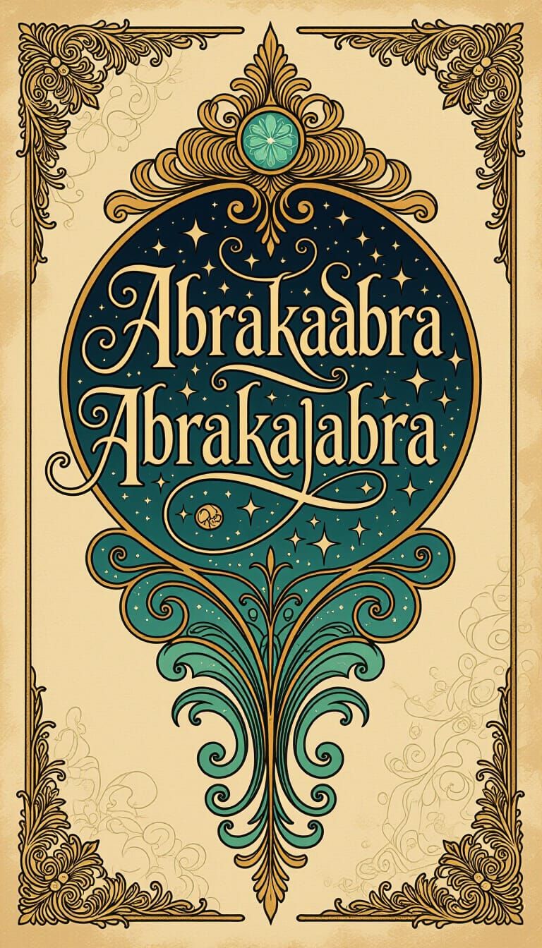 Mystical Calligraphy with Art Nouveau Flourishes