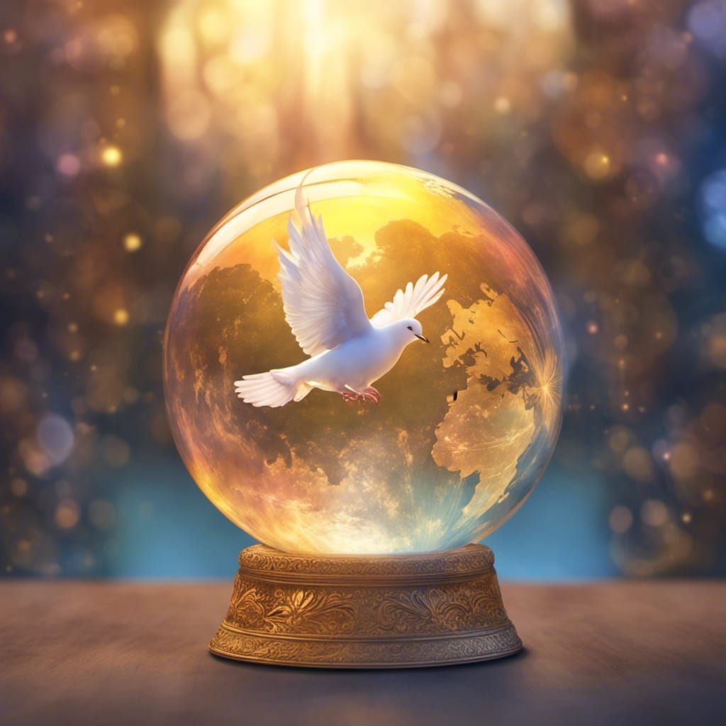 Peaceful World: Dove in Glass Globe Illustration