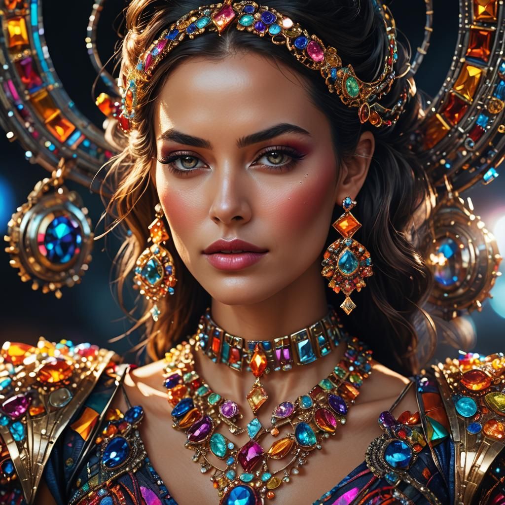 Futuristic Woman in Biomechanical Fashion, Digital Portrait