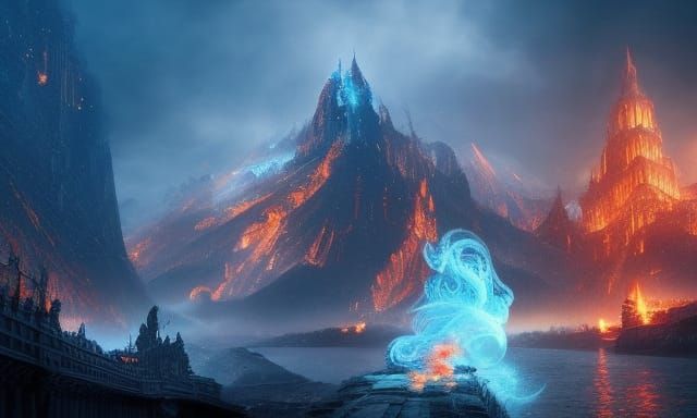 Epic Fire and Ice Digital Matte Painting