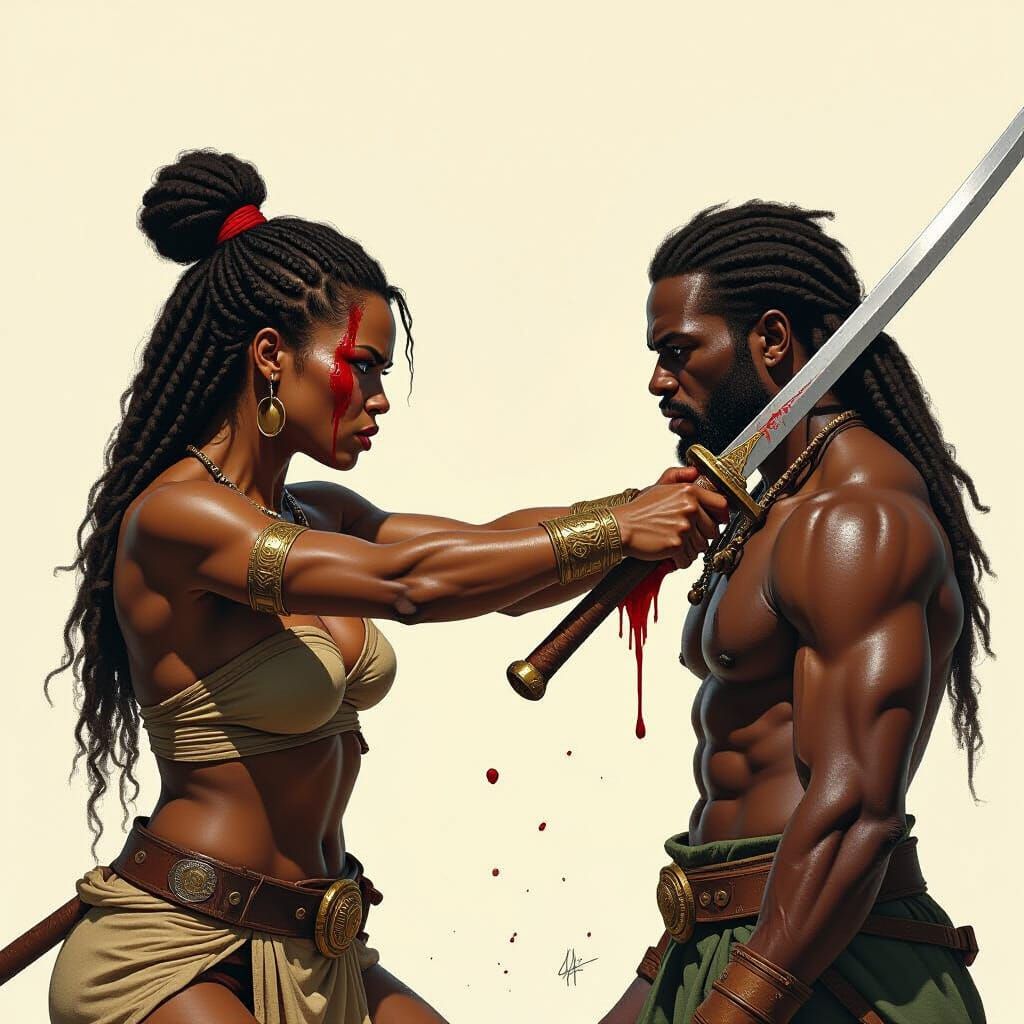Fierce African Queen Breaks Blade in Gritty Realism