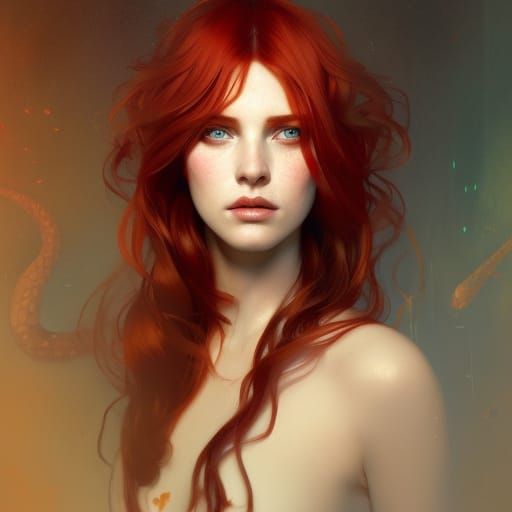 Medusa Portrait in Art Nouveau Style