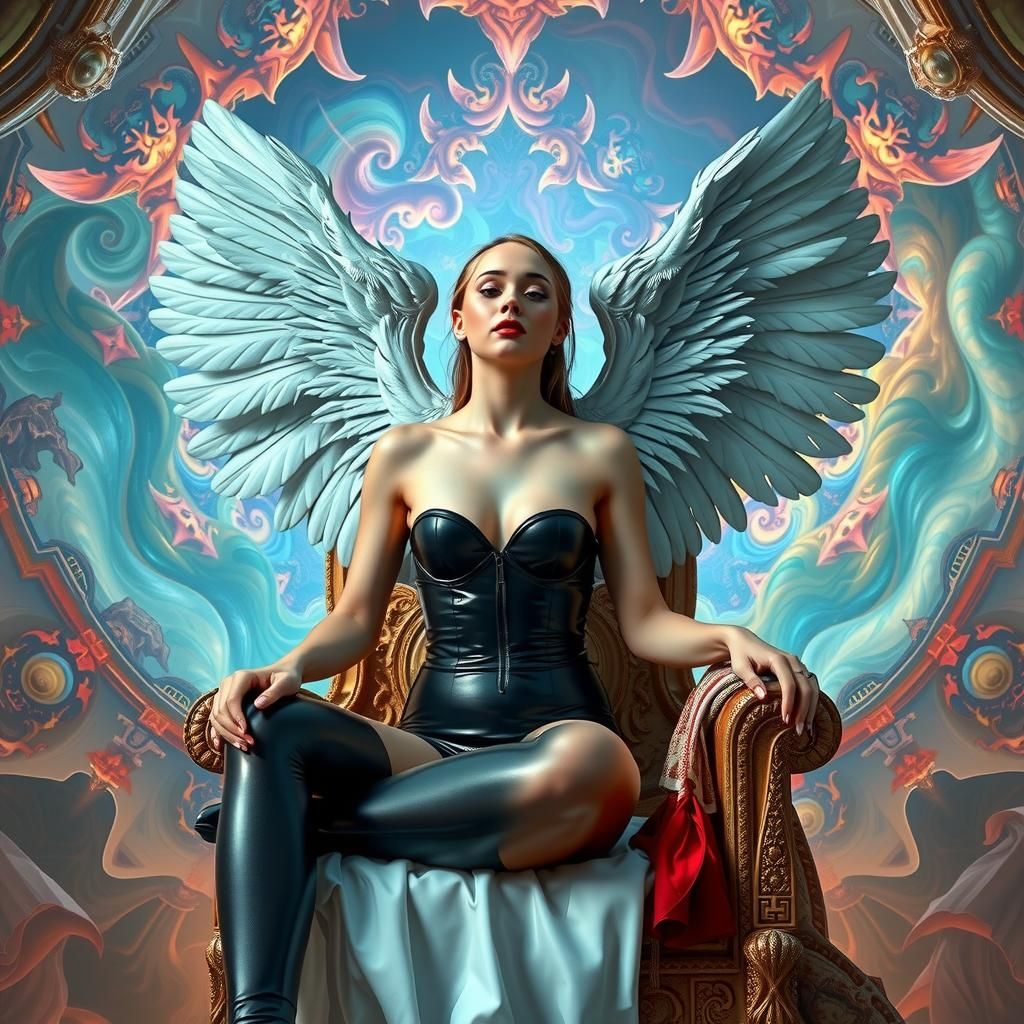 Ethereal Angel in Fractal Dreamscape, Digital Art