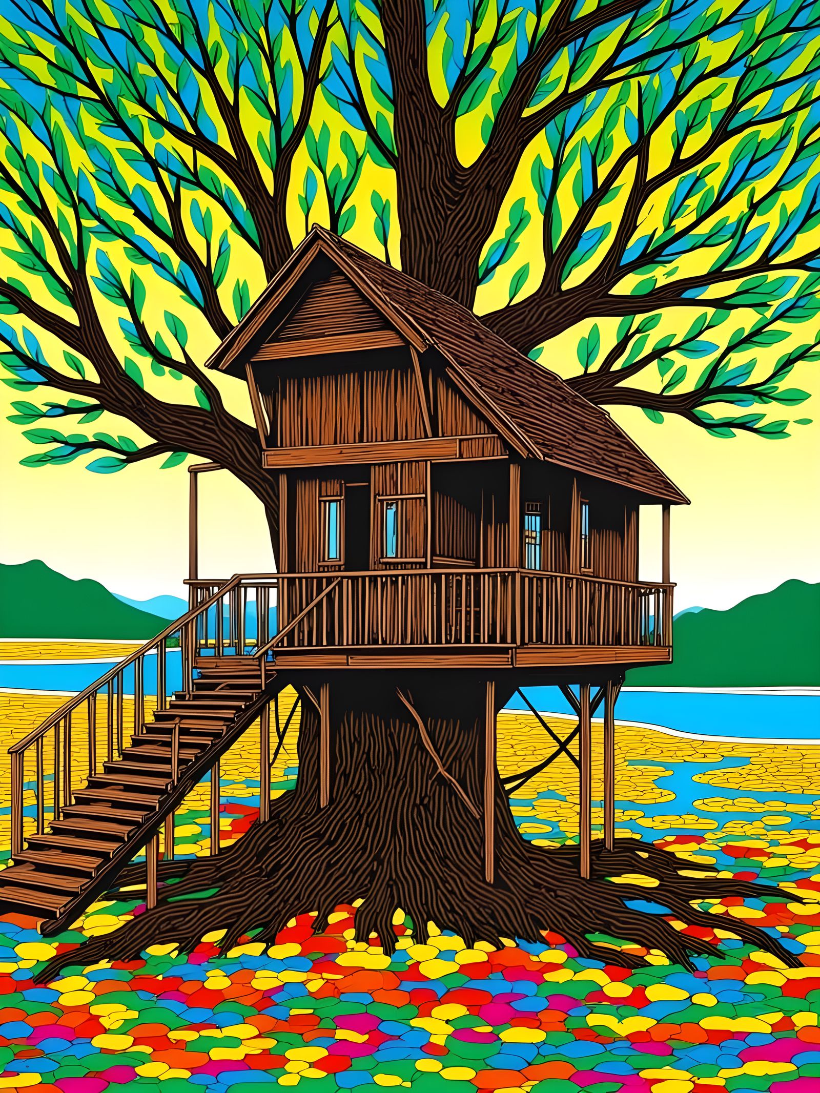 Playful Neon Treehouse