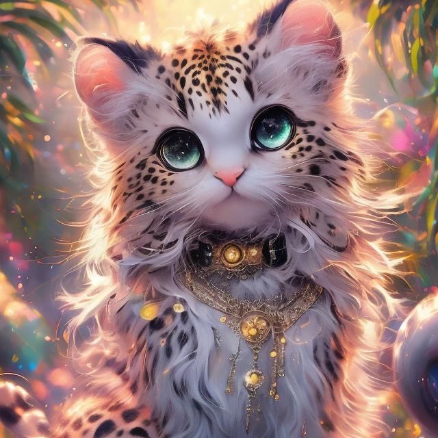 Adorable Mythical Leopard Portrait in Anime Style