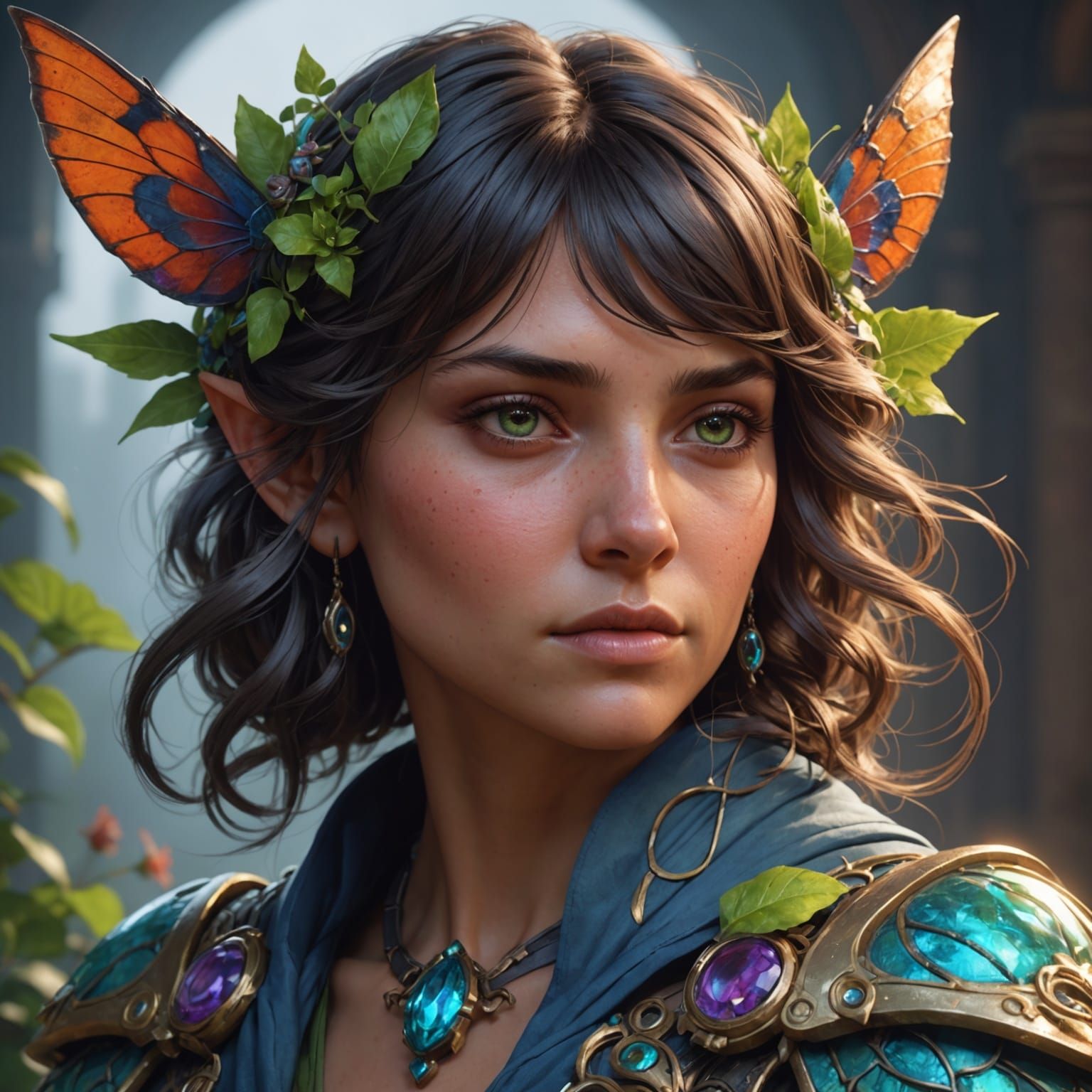 Ethereal Elf Portrait in Triadic Colors