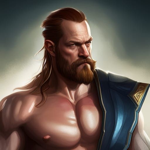 Thor: God of War Portrait in Hyperdetailed Style