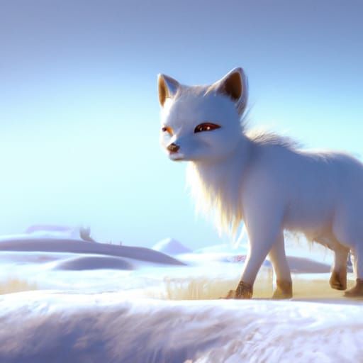 Arctic Fox in Snowy Field: Fantasy Concept Art