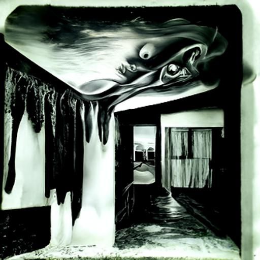 Surreal Creepy Motel in Charcoal Drawing