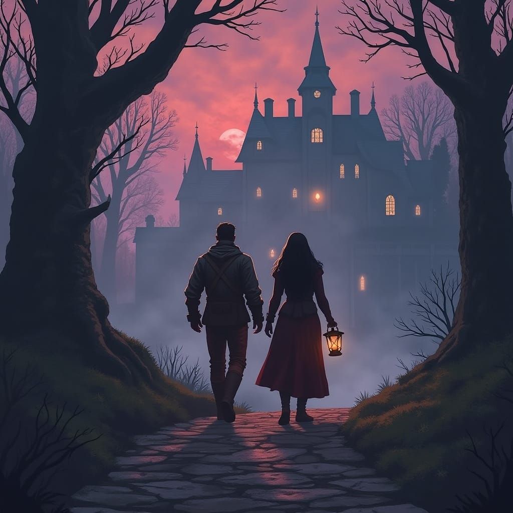 Dark Fantasy Manor at Twilight in Epic Fantasy Style