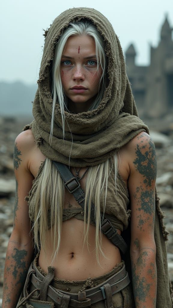 Albino Wasteland Huntress in Ruined City