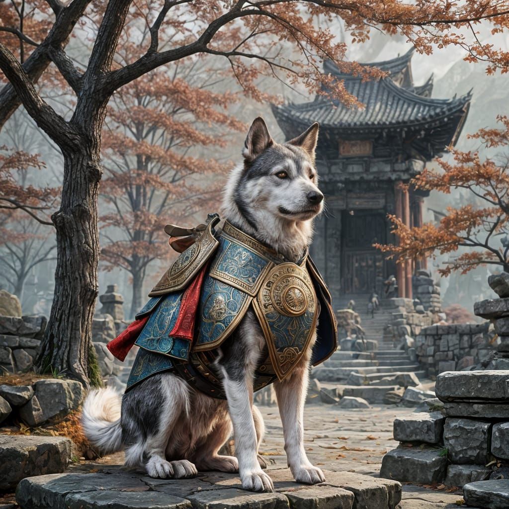 Dog in Korean Armor: Fantasy Concept Art