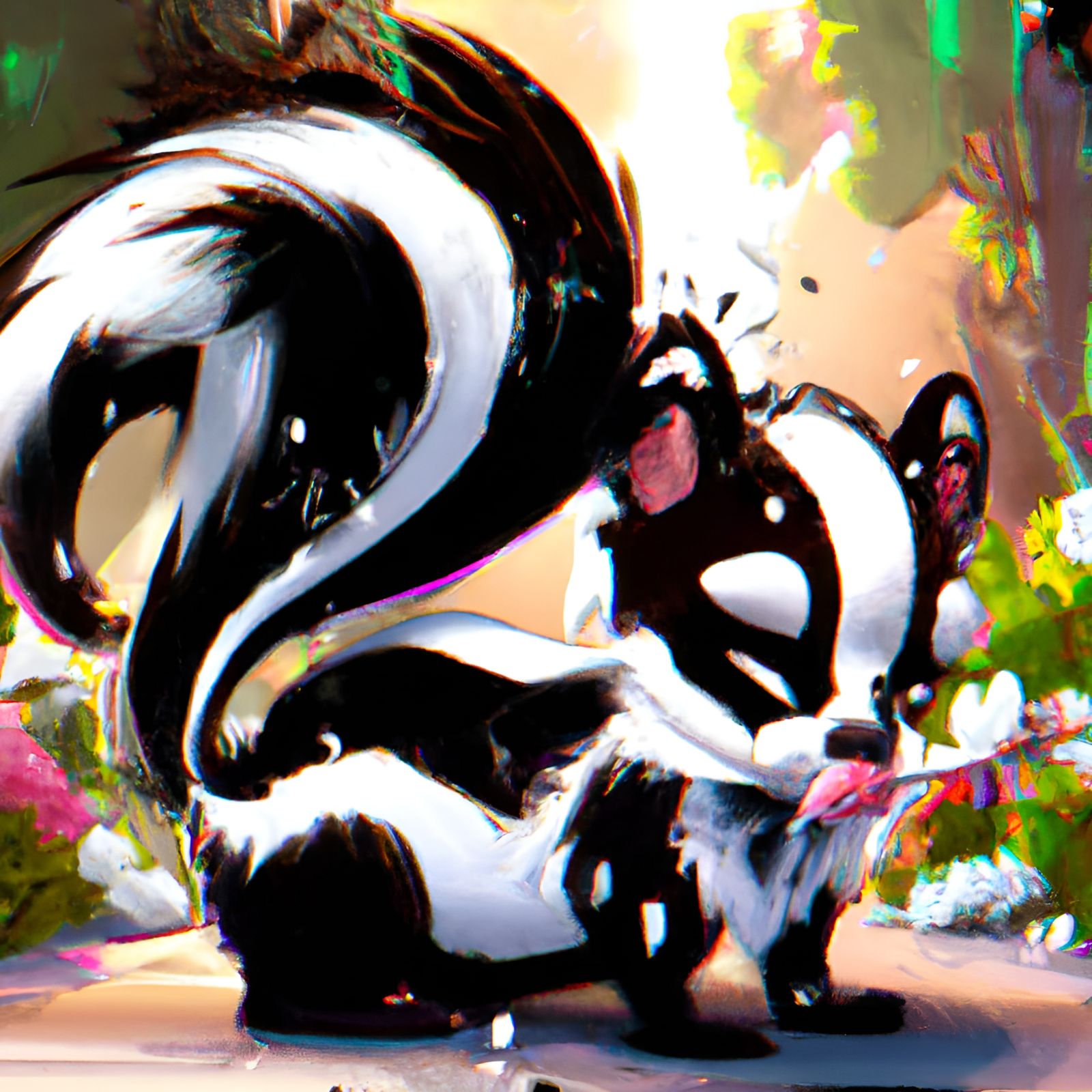 Cute Christmas Skunk in Kawaii Splash Art