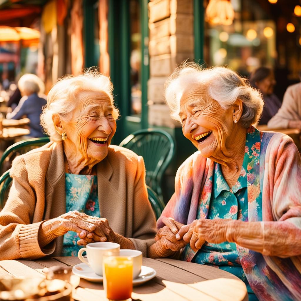 Impressionist Portrait: Two Ladies in Cafe