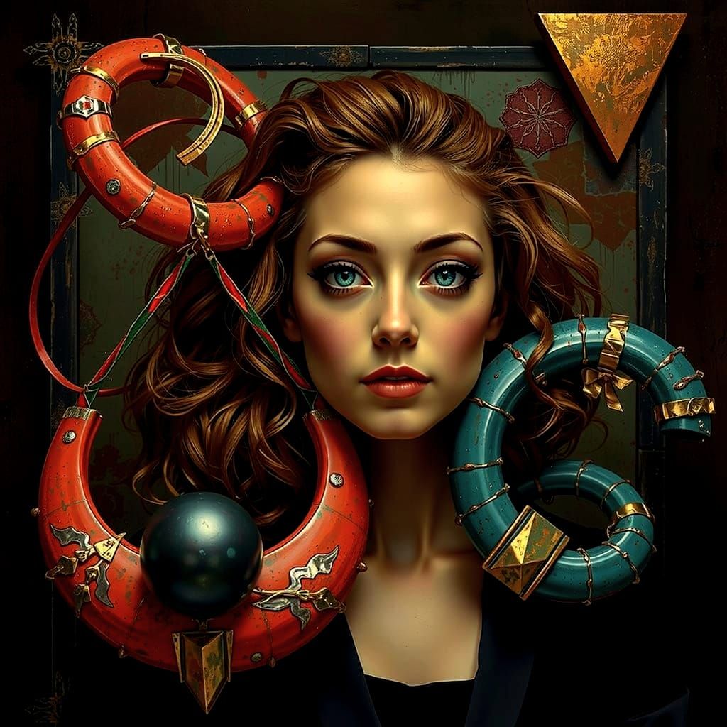 Abstract Geometric Composition of Bold Colors and Shapes