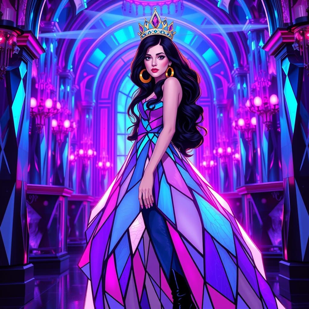 Princess Mary in Stained Glass Gown Inside Crystal Palace