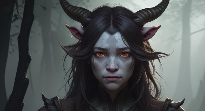 Female Satyr Portrait in Hyperdetailed Style