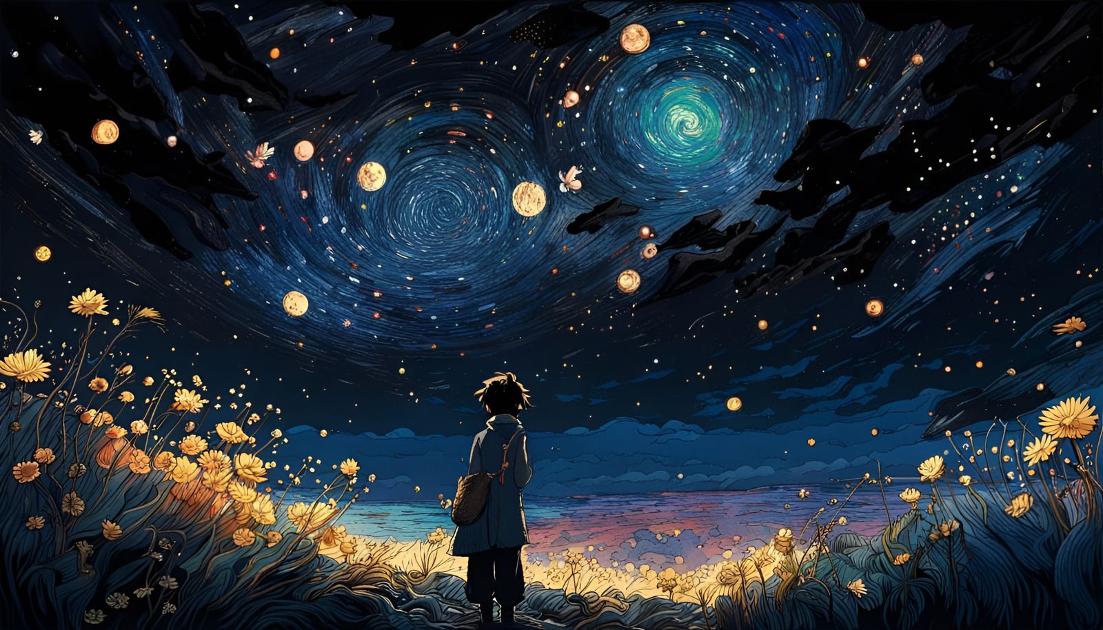 The night is dark and full of stars